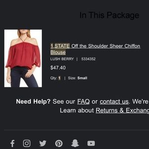 1. State off the shoulder halter chiffon blouse